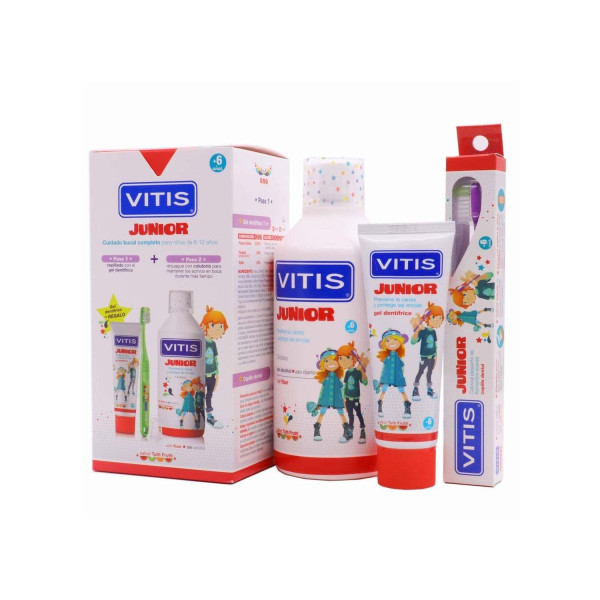Vitis Junior Gel Dentífrico 75 ml + Colutorio 500 ml + Cepillo