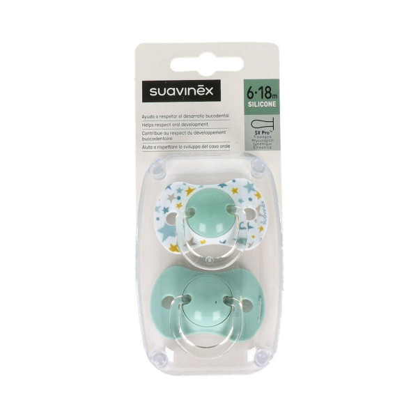Chupete Fisiologico Suavinex Silicona 6-18 m 2 uds