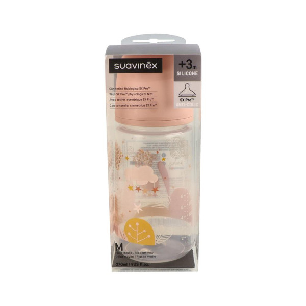 Biberon Suavinex Tetina Fisiologica Silicona T/U +3 m Flujo M 270 ml