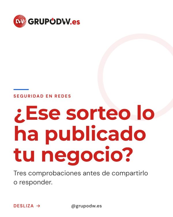 Un sorteo falso puede usar un nombre y una imagen muy parecidos a los de tu negocio. El detalle que suele pas…